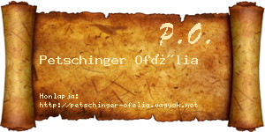Petschinger Ofélia névjegykártya